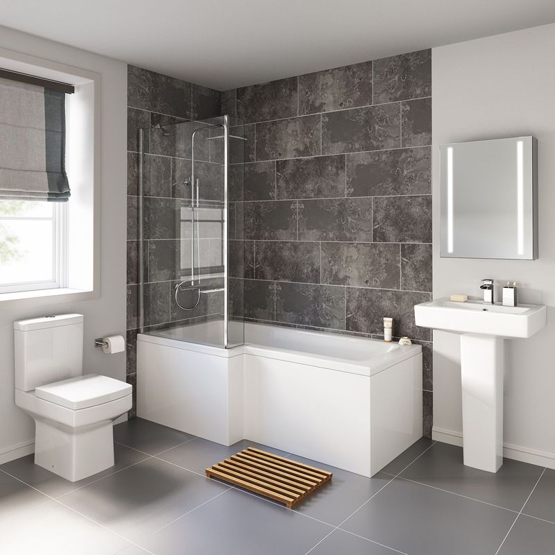 1700x850mm belfort shower bath suite l shaped left handed close up view bsp2031 v5102 1 